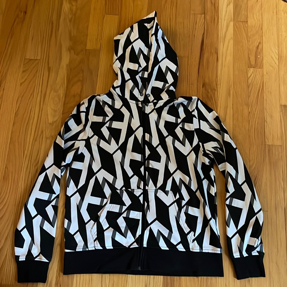 Michael Kors MK Logo Hoodie. MK All Over logo Hooded Zip Up Jacket